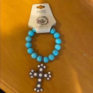 Turquoise bracelet jeweled Cross